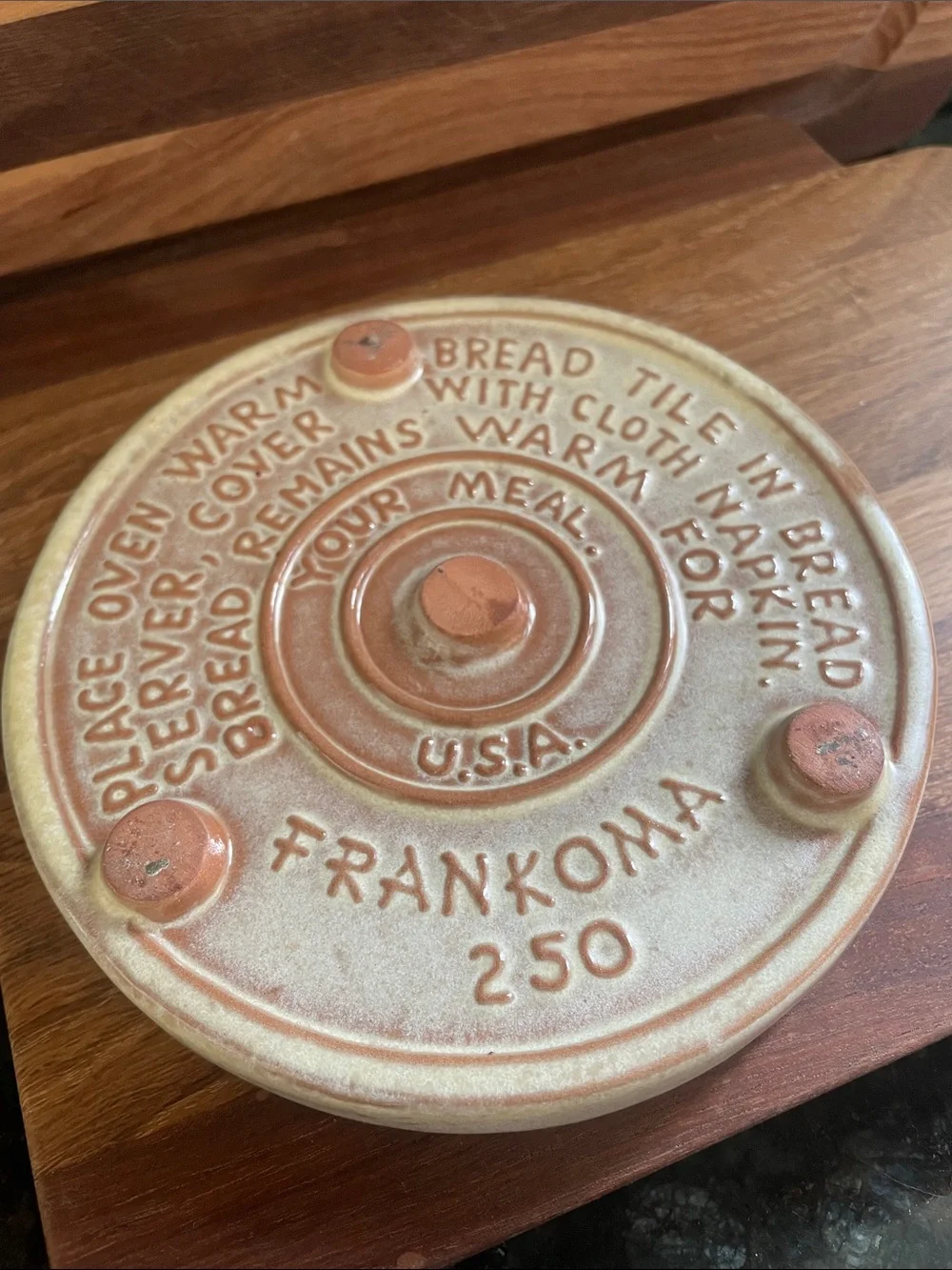 Frankoma Pottery Plainsman Brown Bread Warmer / Trivet Warm Rolls For Your Table